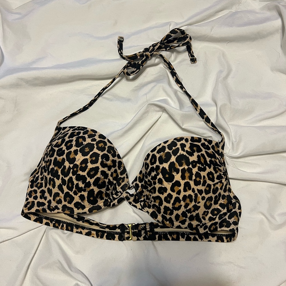 push up padded cheetah print bikini top